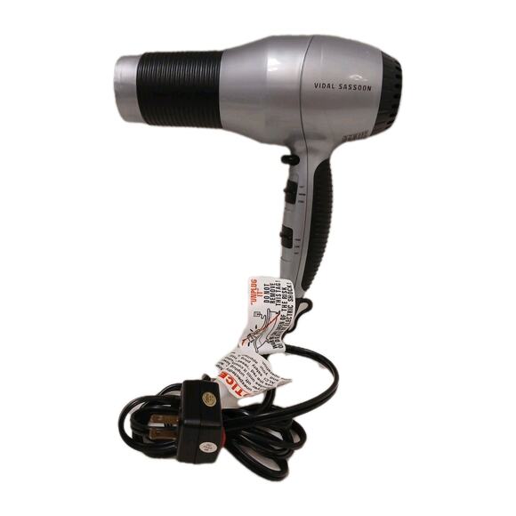 Vidal Sassoon Hair Dryer Powerful Silver Gray Black Full Size Professional Salon - Picture 1 of 13